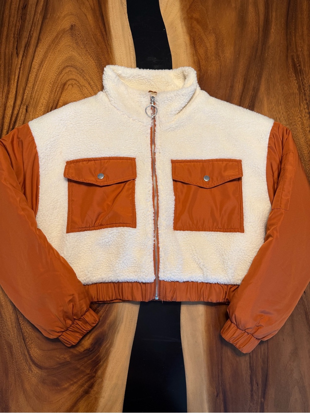 Vici Sherpa Colorblock Cropped Jacket